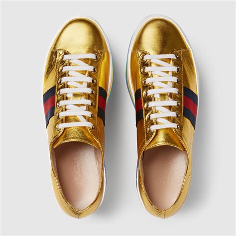 gucci platform sneakers gold|Gucci platform sneakers sale.